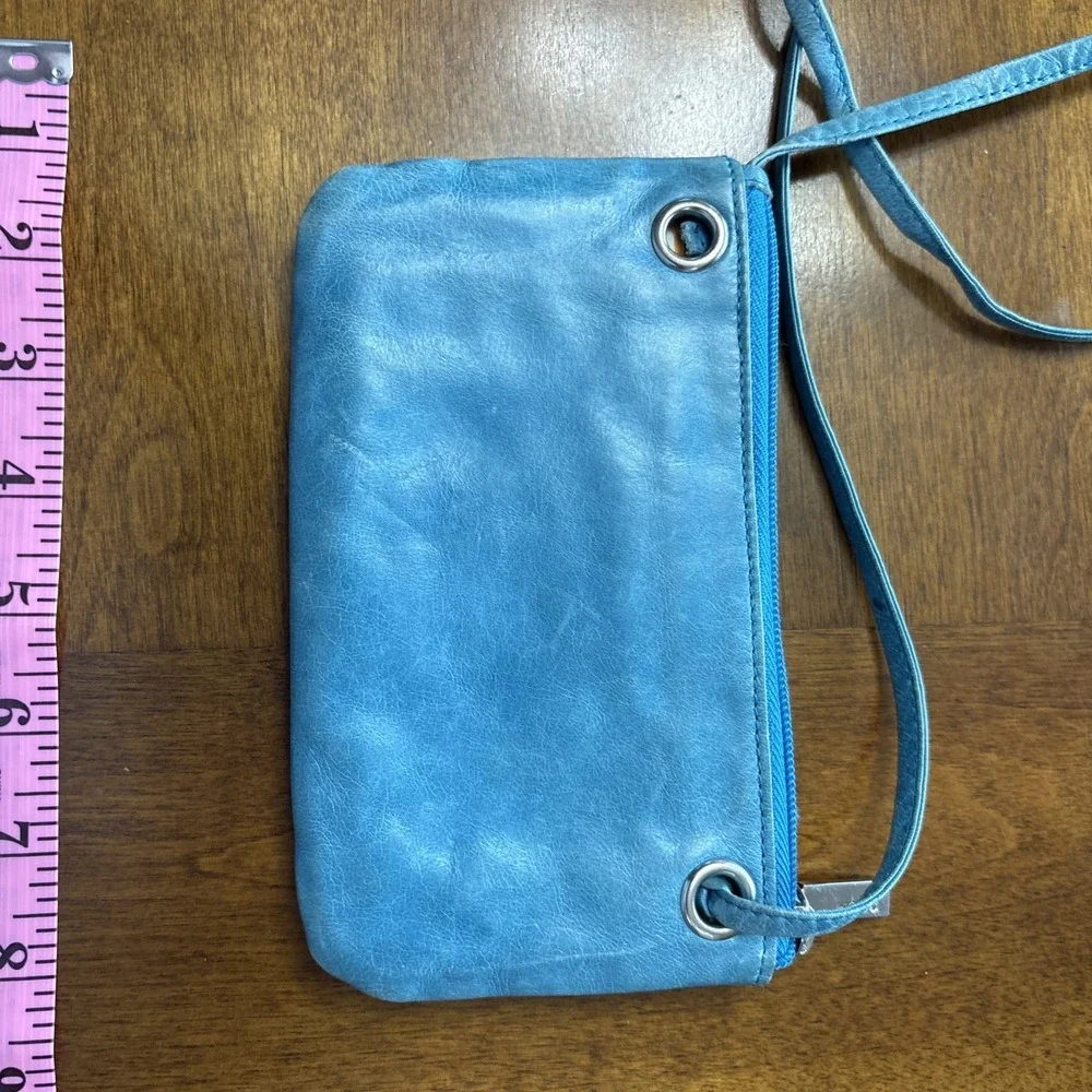 Hobo Original‎ Teal Distressed Leather Crossbody Purse Tassel Long + Short Strap